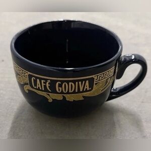 Navy Blue Ceramic Cappuccino Mug with Gold Metallic Accents and Godiva Logo